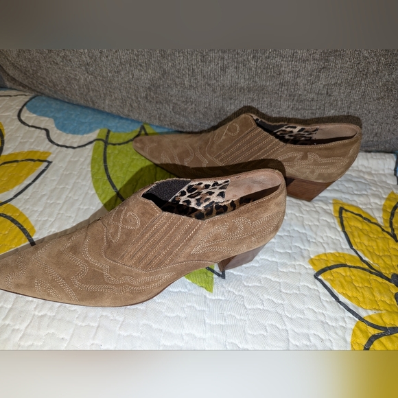 WARREN EDWARDS EMBROIDERED Suede Half booties sz 8 1/2 M. Handmade In Italy - Picture 9 of 10